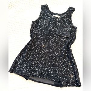 EUC Moon River black sweater silver sequin vest